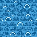 Doodle sea waves seamless pattern.