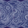 Doodle seamless background in vector with doodles, flowers and paisley. Royalty Free Stock Photo