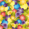 Doodle seamless background in vector with doodles, flowers and paisley. Royalty Free Stock Photo