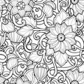 Doodle seamless background in vector with doodles, flowers and paisley. Royalty Free Stock Photo