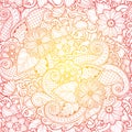 Doodle seamless background in vector with doodles, flowers and paisley. Royalty Free Stock Photo