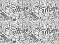 Doodle seamless Cooking and kitchen background