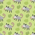 Doodle seamless pattern with american opossums and spots. Perfect print for tee, textile and fabric. Cute vector illustration for