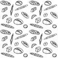 Doodle seamless pattern of bakery products Royalty Free Stock Photo