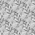 Doodle seamless pattern with ethnic leaves. Creative spring textile swatch or packaging design. Zentangle coloring page