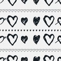 Doodle seamless pattern with hearts