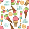 Doodle seamless pattern with ice cream Royalty Free Stock Photo