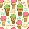 Doodle seamless pattern with ice cream Royalty Free Stock Photo