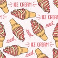 Doodle seamless pattern with ice cream Royalty Free Stock Photo