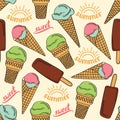 Doodle seamless pattern with ice cream Royalty Free Stock Photo