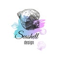 Doodle seashell print template on beautiful soft color spot