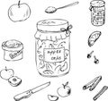 Doodle set for apple jam