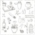 Doodle Set of ayurveda elements Vintage illustration