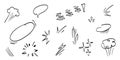 Doodle set cartoon expressions effects. Hand drawn emoticon effects design elements Royalty Free Stock Photo