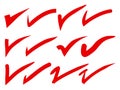 Doodle set of check marks and wrong marks. false and true Royalty Free Stock Photo