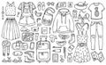 Doodle set of clothes and stuff for traveling