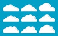 Doodle Set of Cloud Icons in trendy flat design style on blue background Royalty Free Stock Photo