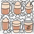 doodle set of coffe cups hand drawing Royalty Free Stock Photo