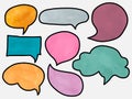 Doodle set of comic speech bubbles. Watercolor bubble background Clip Art Royalty Free Stock Photo