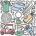 doodle set of golf sports hand drawing Royalty Free Stock Photo