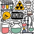 doodle set of hand drawn chemistry tools Royalty Free Stock Photo