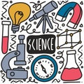 doodle set of hand drawn chemistry tools Royalty Free Stock Photo
