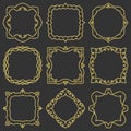 Doodle set hand drawn element for frames, logo, yoga, ethnic design. Gold, glitter, glitter. Set No. 12 of 9 items. Royalty Free Stock Photo