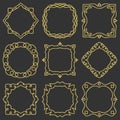 Doodle set hand drawn element for frames, logo, yoga, ethnic design. Gold, glitter, glitter. Set No. 8 of 9 items. Royalty Free Stock Photo