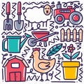 doodle set of hand drawn farm life