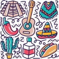 doodle set of mexican holidays hand drawing Royalty Free Stock Photo