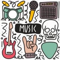 doodle set of music tools hand drawing