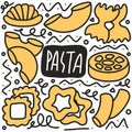 doodle set of pasta hand drawing