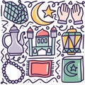 doodle set of ramadan day hand drawing