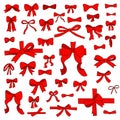 Doodle set of red bows, ribbons