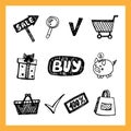 Doodle set of shopping icons Royalty Free Stock Photo