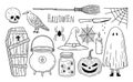 Doodle set of spooky Halloween elements