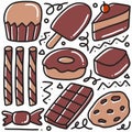 doodle set of various desserts hand drawing Royalty Free Stock Photo