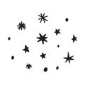 Doodle set of vector stars sparkle icon, surface icon. Glowing light effect stars and shining burst. Royalty Free Stock Photo