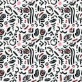 Doodle shapes seamless pattern. Abstract bold funky drawing elements in trendy pop art style Royalty Free Stock Photo