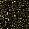 Doodle shopping gold icons seamless pattern for Black Friday