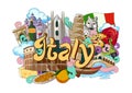 Doodle showing Architecture and Culture of Italy