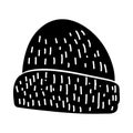 Winter Monochrome Knitted Hat Doodle Silhouette Royalty Free Stock Photo