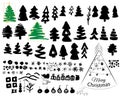 A Doodle silhouettes of a Christmas tree and decorations