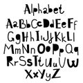 Doodle simple primitive kids alphabet, vector hand drawn letters elements