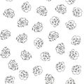 Doodle simple vector seamless pattern of hand-drawn roses. Seamless random pattern of hand-drawn flowers. Isolated on white