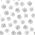 Doodle simple vector seamless pattern of hand-drawn roses. Seamless random pattern of hand-drawn flowers. Isolated on white