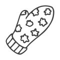 Doodle single mitten with blots Royalty Free Stock Photo