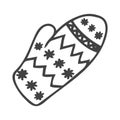Doodle single mitten with snowflakes Royalty Free Stock Photo