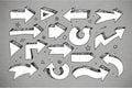 Doodle sketch arrows on grey background Royalty Free Stock Photo