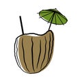 Doodle Sketch Coconut Cocktail